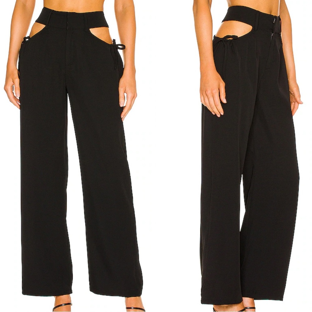 . Superdown Benny Cut Out Black High Waist Wide Leg Pants